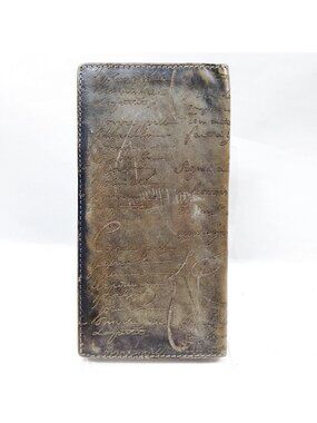 $1695 Authentic BERLUTI Paris Made in ITALY Brown Leather Bifold Long Wallet